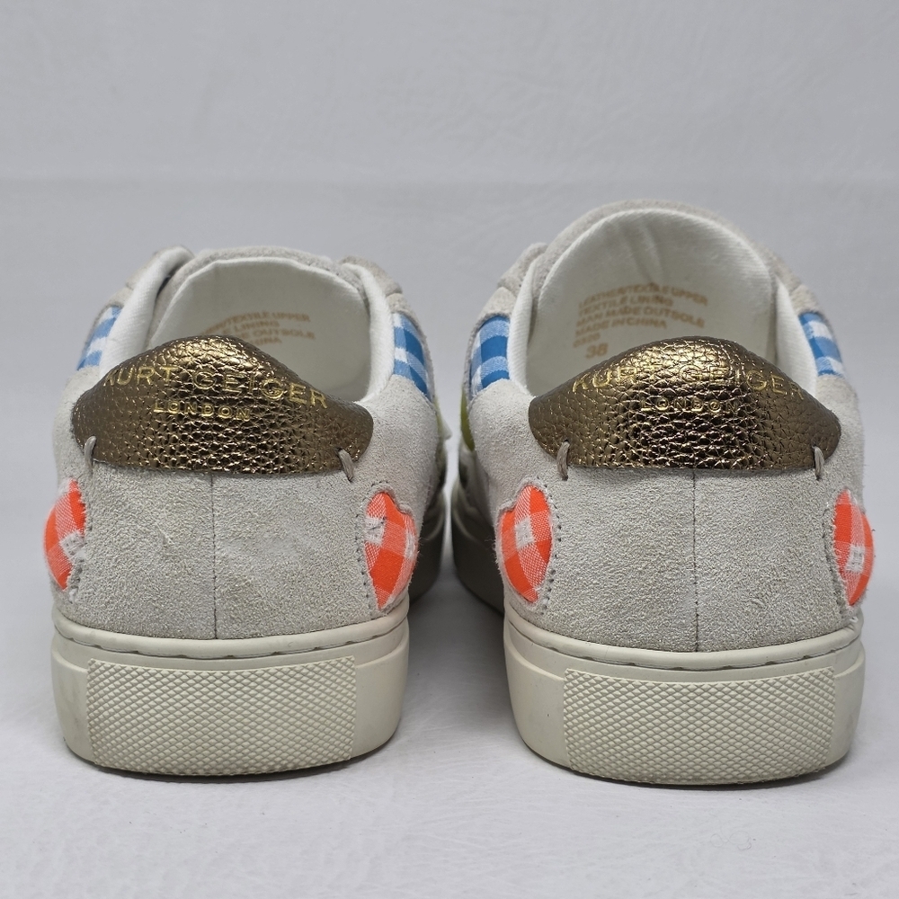 Kurt Geiger Lane Love Sneaker Low Top Lace Up Shoes Gingham Hearts Size EU 38 - Picture 5 of 10